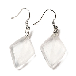 Хрусталь Серьги с подвесками в форме ромбов из натурального кварца, платиновые латунные серьги, 45.5x18 мм