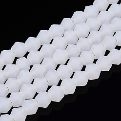 Снежный Нити бусин из матового нефрита, имитация нефрита, граненые, двухконусные, снег, 2.9~3.3x2.5 мм, отверстие : 0.7 мм, около 135~140 шт / нитка, 38~40 см