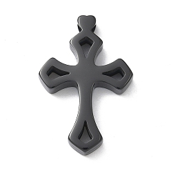 Черный Пасхальные 304 кулоны из нержавеющей стали, ажурные крестики-подвески, ионное покрытие (ip), чёрные, 30.5x20.5x4.5 мм, отверстие : 3.5 мм