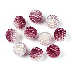 Средний Фиолетово-красный Имитация жемчуга акриловые, Берри бисера, комбинированные бисером, круглые, средне фиолетовый красный, 15.5 мм, отверстие : 2.5 мм, около 200 шт / упаковка