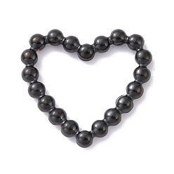 Черный Цвет Металла Ионное покрытие (ip) 304 соединительные кольца из нержавеющей стали, имитация круглого сердца из бисера, металлический черный , 20x22x2.5 мм, внутренний диаметр: 12x16 мм