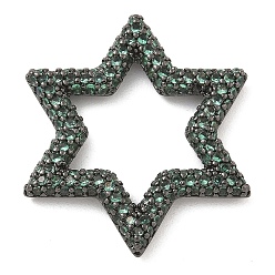 Зеленый Стойка покрытие латунь микропаве кубический цирконий звездообразные соединительные кольца, долговечный, без свинца и без кадмия, металлический черный , зелёные, 25x22x3 мм, внутренний диаметр: 14.5x13 мм