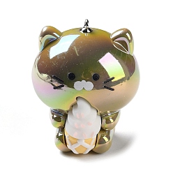 Camel Acrylic Pendants, Cat Shape with Silicone Ice Cream Charms, with Iron Loops, Camel, 44.5~45x38x35mm, Hole: 1.6mm