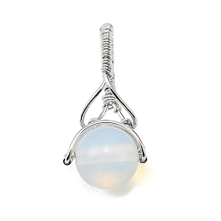 Опал Подвески в виде шариков из опалита, круглые подвески с латунной фурнитурой, платина, 32x15x12 мм, отверстие : 4.5x16 мм