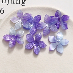 Medium Purple Acrylic Bead Caps, Flower, Medium Purple, 22x23mm