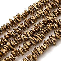 с Золотистым Покрытием Синтетических немагнитных гематит бисер нитей, чип, с золотым покрытием, 5~9x3~4x1.5~2 мм, отверстие : 1 мм, около 171 шт / нитка, 40 см