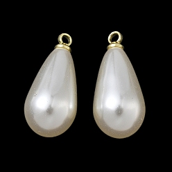 Light Gold Подвески из АБС-пластика с жемчугом, слеза, с петлей из сплава, золотой свет, 21.5x10 мм, отверстие : 1.6 мм