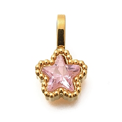 Фламинго 304 из нержавеющей стали горный хрусталь подвески, ионное покрытие (ip), звезды прелести, фламинго, 14.5x8.5x3.5 мм, отверстие : 4.5x2.5 мм