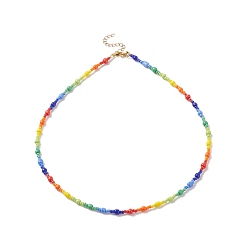 Colorful Glass Seed Beaded Necklace for Women, Colorful, 17.99 inch(45.7cm)