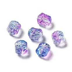Magenta Spray Painted Transparent Glass Beads, Drum, Magenta, 12x10mm, Hole: 1mm