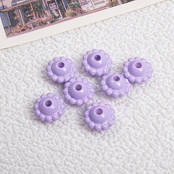 Lilac Opaque Acrylic Beads, Flower, Lilac, 9x5mm, Hole: 2mm