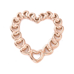 Розовое Золото Ионное покрытие (ip)304 соединительные кольца из нержавеющей стали, открытая задняя панель, сердце, розовое золото , 20.5x20x1 мм, внутренний диаметр: 10.5x13 мм