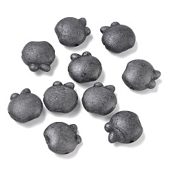 Black Vintage Handmade Porcelain Beads, Fancy Antique Glazed Porcelain, Apple, Black, 15.5x15x8mm, Hole: 1.6mm