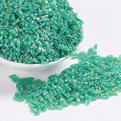 (QTL146FR) Matte Transparent Green AB MIYUKI Quarter TILA Beads, Japanese Seed Beads, 2-Hole, (QTL146FR) Matte Transparent Green AB, 5x1.2x1.9mm, Hole: 0.8mm, about 2400pcs/50g