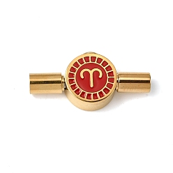 Красный Штыковые застежками из нержавеющей стали, с эмалью, плоский круглый с созвездиями, золотые, круглое отверстие, красные, 304 мм, отверстие : 22x10x5 мм