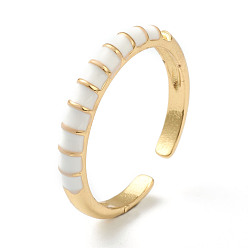 Белый Манжеты с латунной эмалью, открытые кольца, бамбук совместное, золотые, белые, размер США 6, внутренний диаметр: 17 мм