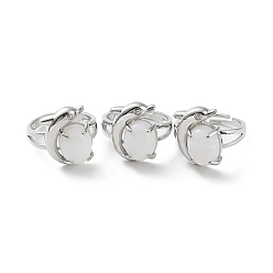 Опал Опаловый овал с регулируемым кольцом в виде дельфина, платиновые латунные украшения, без кадмия и без свинца, внутренний диаметр: 18 мм