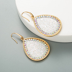 white Shimmering Leather Bohemian Earrings with Alloy Vintage Charm - Long Dangle Drop Style