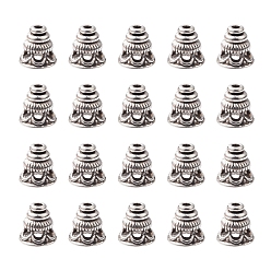 Antique Silver Tibetan Style Alloy Bead Cones, Pagoda, Antique Silver, 7.5x7.5mm, Hole: 1.5mm