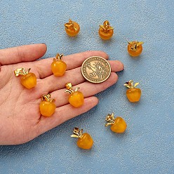 Orange 10Pcs Apple Gemstone Charm Pendant Crystal Quartz Healing Natural Stone Pendants Opal Buckle for Jewelry Necklace Earring Making Crafts, Orange, 20.5x14.8mm, Hole: 3mm