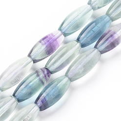 Fluorite Natural Fluorite Beads Strands, Rice, 20~21x8mm, Hole: 0.8mm, about 20pcs/Strand, 16.14 inch(41cm)