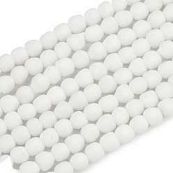 Белый Матовое ручной работы Lampwork бисер, круглые, белые, 6~7x6 мм, отверстие : 1.1 мм, около 101 шт / нитка, 23.62 дюйм (60 см)