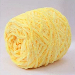 Champagne Yellow Wool Chenille Yarn, Velvet Cotton Hand Knitting Threads, for Baby Sweater Scarf Fabric Needlework Craft, Champagne Yellow, 5mm, 95~100g/skein