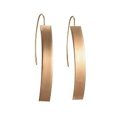 Golden Ion Plating(IP) 304 Stainless Steel Dangle Earrings, Rectangle, Golden, 57.5mm, Pin: 0.7mm