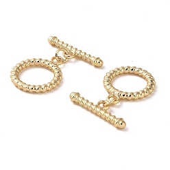 Real 18K Gold Plated Rack Plating Alloy Toggle Clasps, Long-Lasting Plated, Round Ring, Real 18K Gold Plated, Ring: 21x17x2.3mm, Hole: 2mm, Bar: 23x8x2.3mm, Hole: 2mm