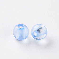 Cornflower Blue Transparent Acrylic Beads, Round, Cornflower Blue, 6x5mm, Hole: 1.8mm, about 4400pcs/500g
