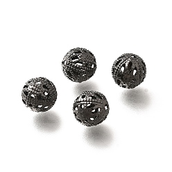 Черный Цвет Металла Латунные бусины, долговечный, без кадмия и без свинца, круглые, металлический черный , 8 мм, отверстие : 1.1 мм