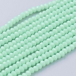Aquamarine Imitation Jade Glass Beads Strands, Faceted, Rondelle, Aquamarine, 3x2~2.5mm, Hole: 0.5mm, about 186~190pcs/strand, 17 inch