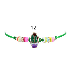 12 Bracelet Colorful Rainbow Children's Bracelet and Necklace Set with European and American Gold Powder Butterfly Soft Clay Weaving Friendship Jewelry
