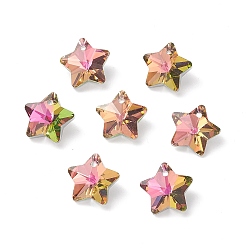 Cerise Electroplate Glass Charms, Faceted, Star, Cerise, 13x13.5x7mm, Hole: 1.2mm