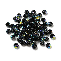 Black Electroplate Glass Beads, Rondelle, Black, 6x4mm, Hole: 1.4mm, 100pcs/bag