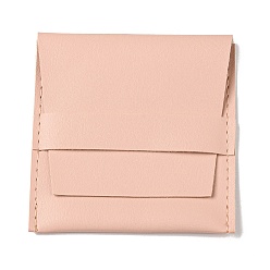 Pink Square PU Leather Jewelry Flip Pouches, for Earrings, Bracelets, Necklaces Packaging, Pink, 8x8cm