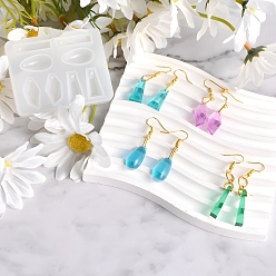 Белый Кулон силиконовые формы, формы для литья смолы, для уф-смолы, изготовление ювелирных изделий из эпоксидной смолы, слеза, & прямоугольник, трапеция и многоугольник, белые, 53x68x7 мм, отверстие : 2 мм, внутренний диаметр: 5~19x10~23 мм