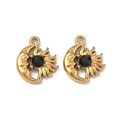 Реактивный Самолет 304 подвески из нержавеющей стали, амулеты луны и солнца, со стразами, ионное покрытие (ip), золотые, струя, 15x13x3.5 мм, отверстие : 1.5 мм