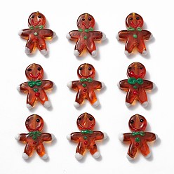 Saddle Brown Handmade Lampwork Beads Strands, Gingerbread Man, Saddle Brown, 27~28x21~23x7~8mm, Hole: 1.4~1.6mm, about 20pcs/strand, 20.08 inch(51cm)
