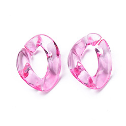 Hot Pink Transparent Acrylic Linking Rings, Quick Link Connectors, for Cable Chains Making, Twisted Oval, Hot Pink, 23.5x16.5x4.5mm, Inner Diameter: 6.5x13mm, about 666pcs/500g