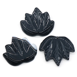 Black Agate Natural Black Agate Autumn Maple Leaf Pendants, Leaf Charms, 43x47~53x7mm, Hole: 2mm