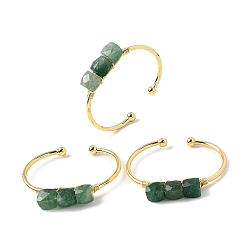 Зеленый Авантюрин Браслеты-манжеты из натуральных зеленых бусин авантюрина для женщин, квадратный, с золотой медной проволокой, внутренний диаметр: 2-1/4x1-1/2 дюйм (5.55x3.8 см)