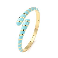 Светло-Голубой Браслеты-манжеты из латуни с эмалью в виде змеи, шарнирные браслеты для женщин, без кадмия и без свинца, долговечный, стойки покрытие, реальный 18 k позолоченный, Небесно-голубой, внутренний диаметр: 1.99x2.13 дюйм (5.05x5.4 см)