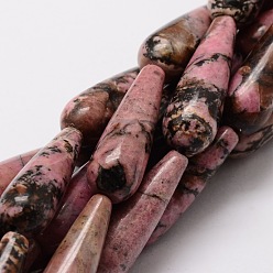 Rhodonite Natural Rhodonite Teardrop Beads Strands, 30x10mm, Hole: 1.5mm, about 13pcs/strand, 15.7 inch