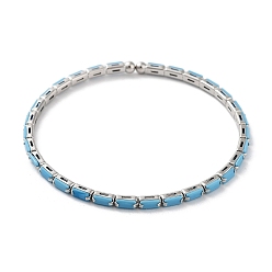 Темно-Голубой Платиновые латунные браслеты-манжеты, с прямоугольником фианитами, глубокое синее небо, внутренний диаметр: 2-1/8 дюйм (5.5 см)