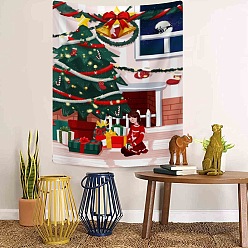 Colorful Christmas Theme Christmas Tree Pattern Polyester Wall Hanging Tapestry, for Bedroom Living Room Decoration, Rectangle, Colorful, 950x730mm