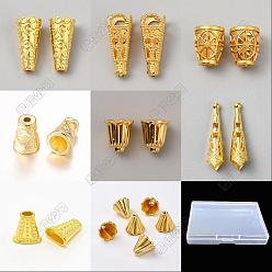 Золотой 80шт. 8 стили: конус из сплава и колпачки для бусин, золотые, 10~34x7.5~16.5x7~12 мм, отверстие : 1.6~12 мм, 10 шт / стиль