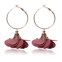 HY-6980-1 g Retro Ethnic Style Rose Pendant Earrings with Large Circle - HY-6980-1