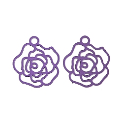 Сине-фиолетовый Аэрозольная краска 430 подвески из нержавеющей стали, цветок, синий фиолетовый, 12x10.5x0.3 мм, отверстие : 1.2 мм