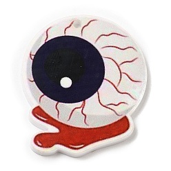 Eye Halloween Themed Opaque Printed Acrylic Pendants, Eye, 35.5x31.5x2mm, Hole: 2mm
